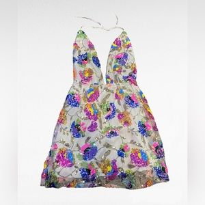 Colorful Sequin Floral Mini Dress